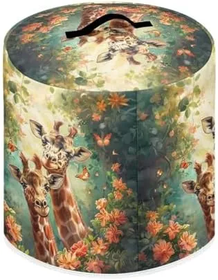 Suobstales Giraffe Butterfly Flower Print Dust Cover with Pocket for 3 Quart Instant Pot, Large Size Rice Cooker Air Fryer Round Protective Cover Washable Electric Appliance Cover Easy to Clean, S