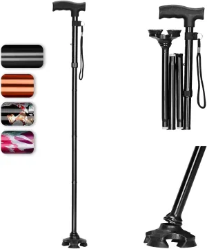 supregear Walking Cane for Men and Women - Foldable, Adjustable, Collapsible, Free Standing Cane with Pivot Tip, Heavy Duty Walking Sticks, Sleek Folding Canes for Seniors and Adults