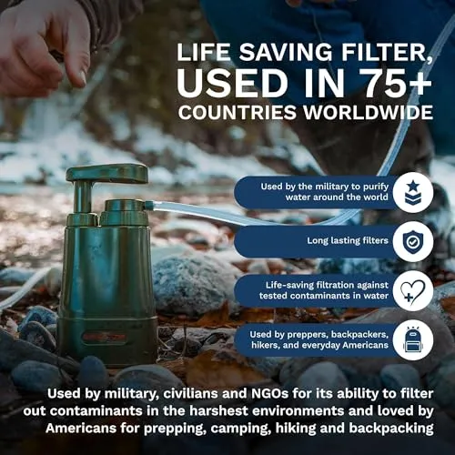 Survivor Filter PRO - Hand Pump Camping Water Filtration System Survival - Water Purifier Survival
