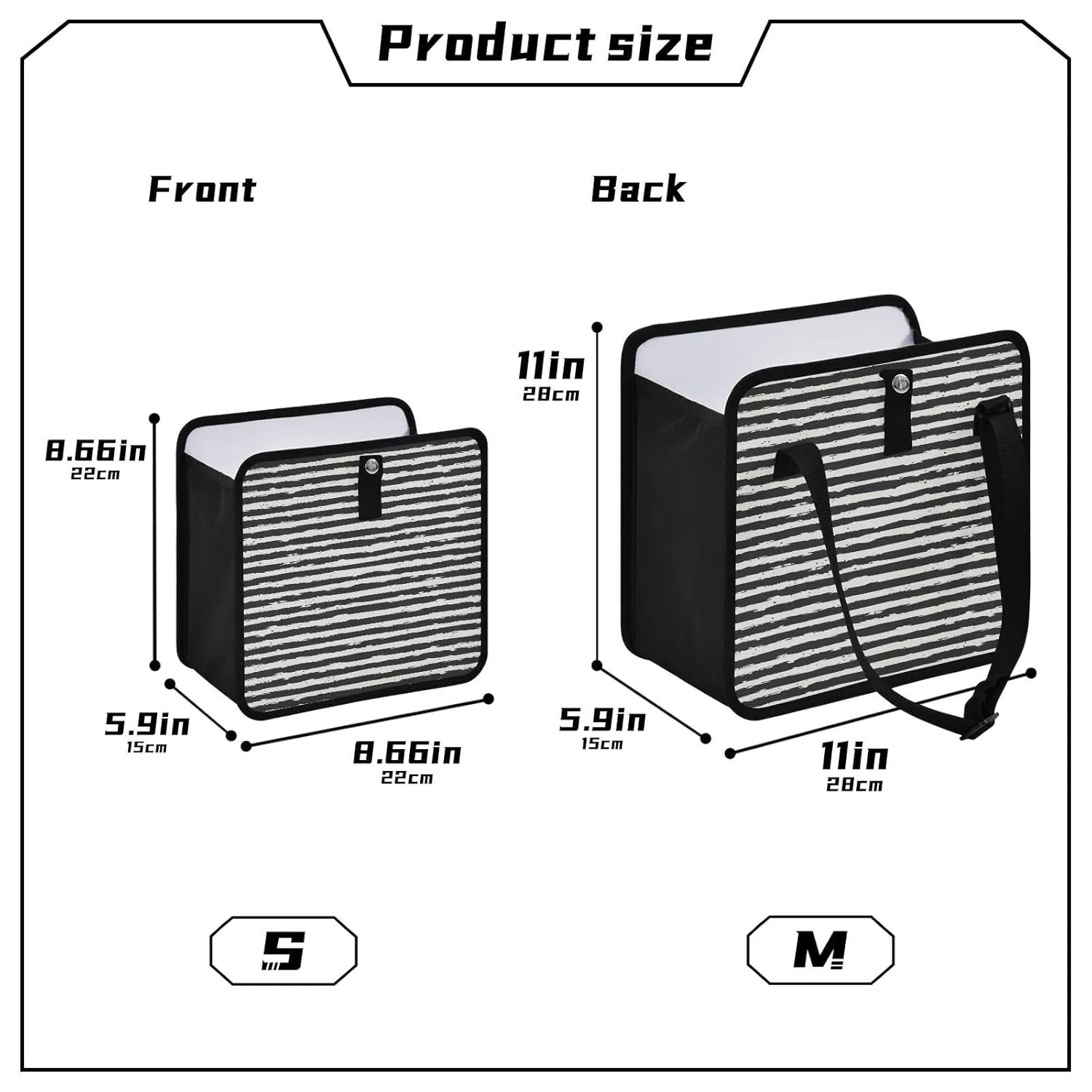 susiyo Hanging Car Trash Can, Foldable Waterproof Litter Garbage Bag Organizer with Big Opening Storage Bin & Large Capacity, Medium, Black and White Stripes Brush