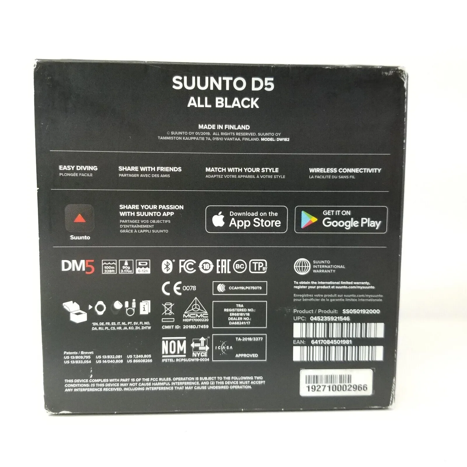 Suunto D5 OLED Bluetooth Wrist Watch Scuba Dive Computer Wireless Digital Compas