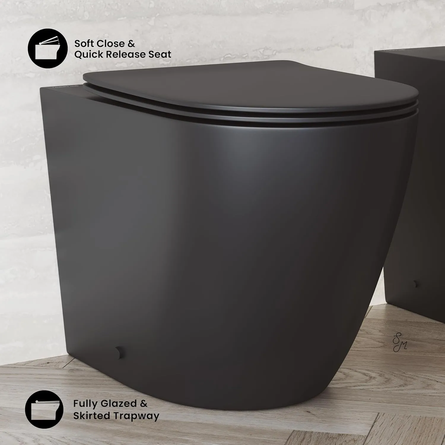 Swiss Madison Well Made Forever SM-WT514MB, St. Tropez Back to Wall Concealed Tank Toilet Bowl in Matte Black