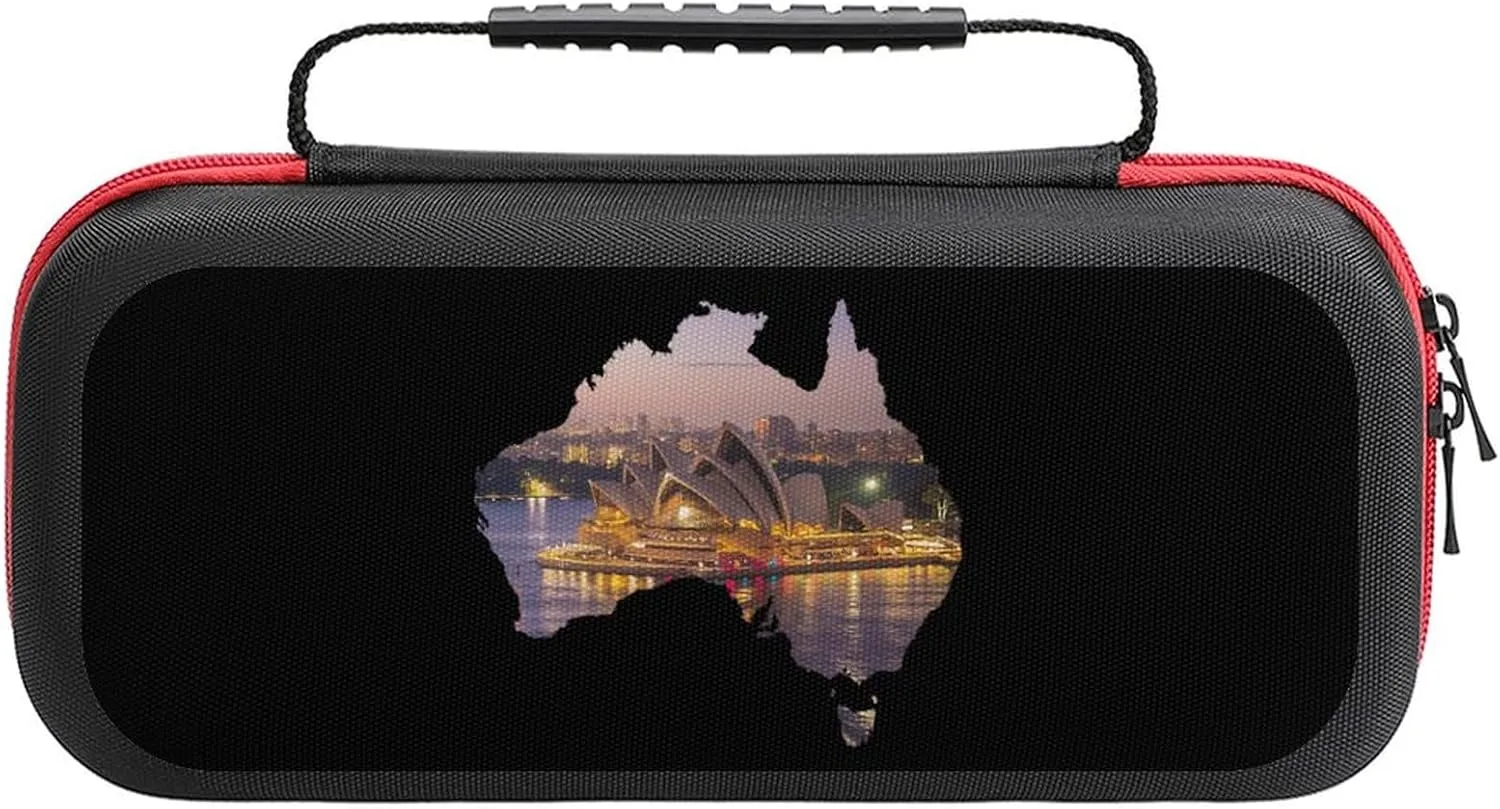 Sydney Opera House Australia Map Compatible with Switch Carrying Case Hard Travel Tote Bag Holds 20 Game Cartridges & Console