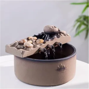 Tabletop Fountains Tabletop Fountain Waterfall Fountain Office Ceramic Tabletop Fountain Home Office Decor Includes Water Mist Machine and Pump Indoor Tableto,