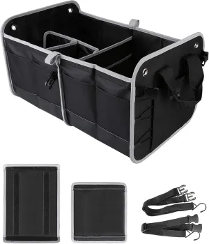 TAHOE TRAILS 23" Foldable Trunk Organizer for Car Storage, Reinfored Base Plates, Non-slip Waterproof Bottom, Securing Straps, 10 External Pockets