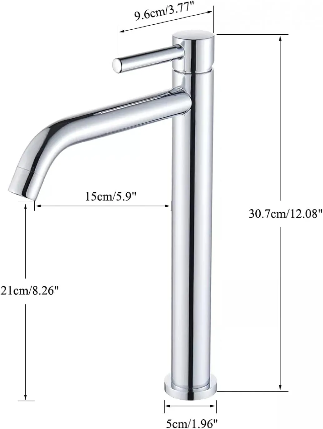Tall Bath Sink Faucet Bathroom Hot and Cold Basin Water Mixer Tap Bathroom Single Sink Faucet