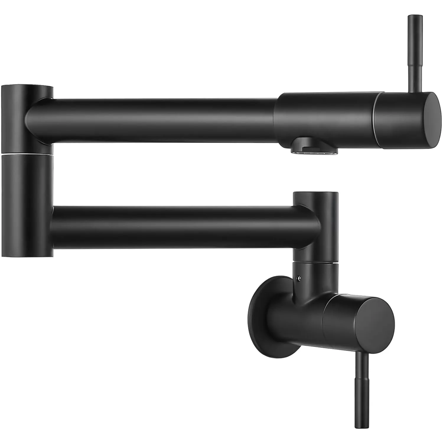 Tap Kitchen - Dual Swing Handle Arm Cloud-based Privacy-focused Black (Matte Filler Faucet SS304 Wall-Mounted Pot Finish)