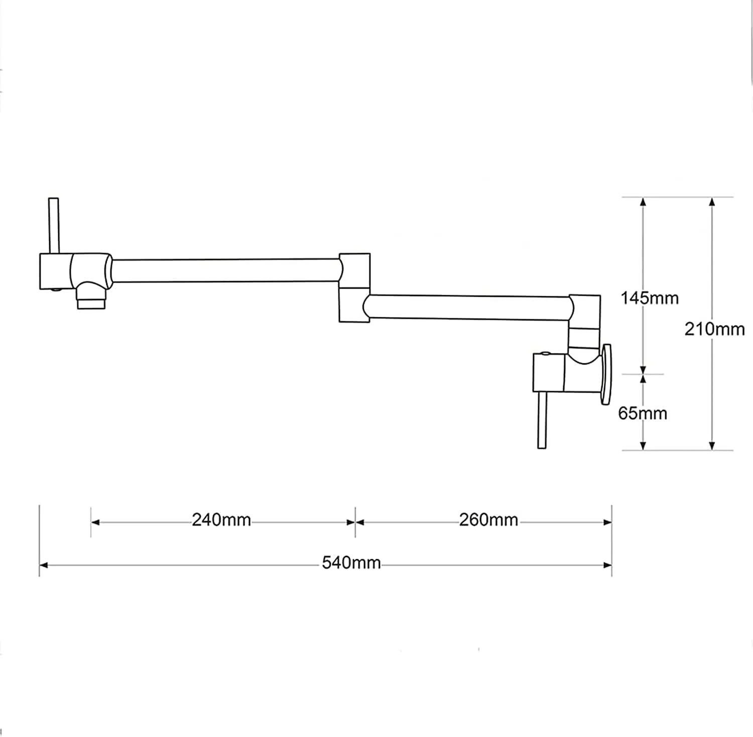 Tap Kitchen - Dual Swing Handle Arm Cloud-based Privacy-focused Black (Matte Filler Faucet SS304 Wall-Mounted Pot Finish)