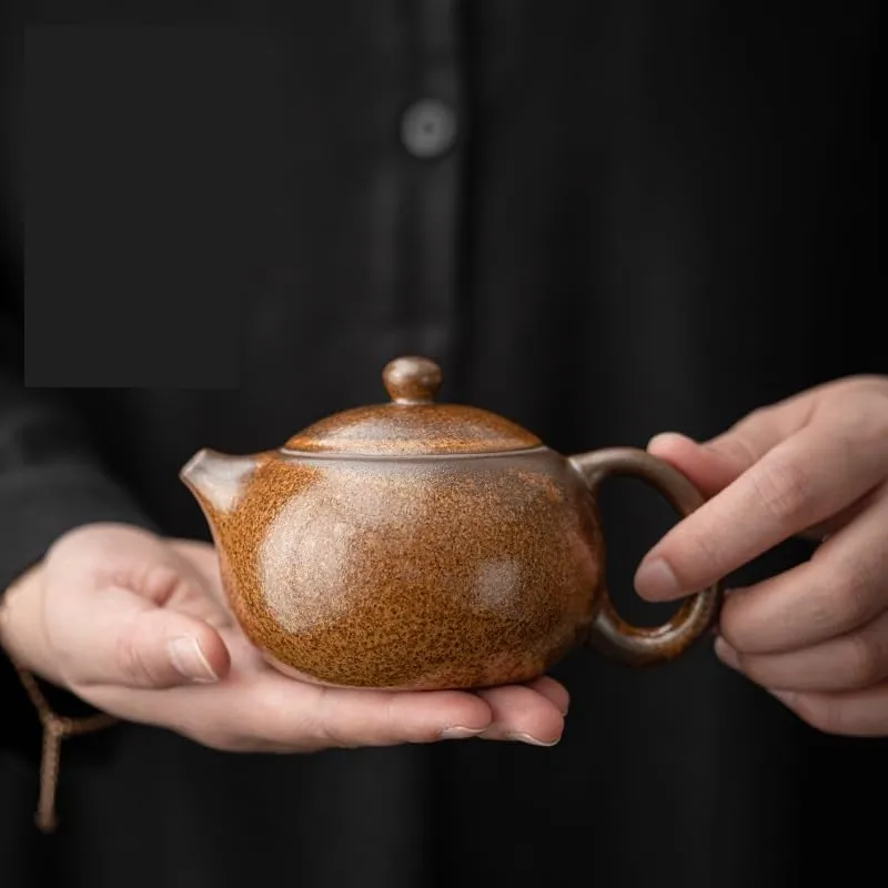 Tea Pots Ancient Kiln-Changed Glaze Teapot Ceramic Chinese Kung Fu Teapot Tea Set Household Single Pot Small Teapot Filter Hole Teapot Teapot