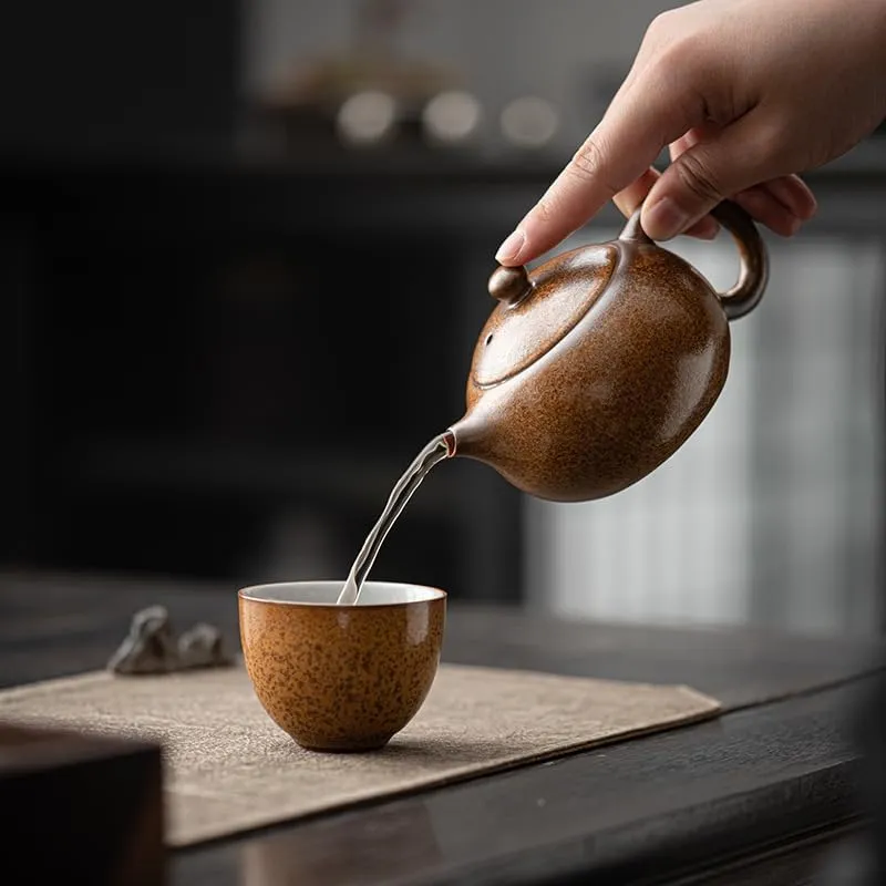 Tea Pots Ancient Kiln-Changed Glaze Teapot Ceramic Chinese Kung Fu Teapot Tea Set Household Single Pot Small Teapot Filter Hole Teapot Teapot