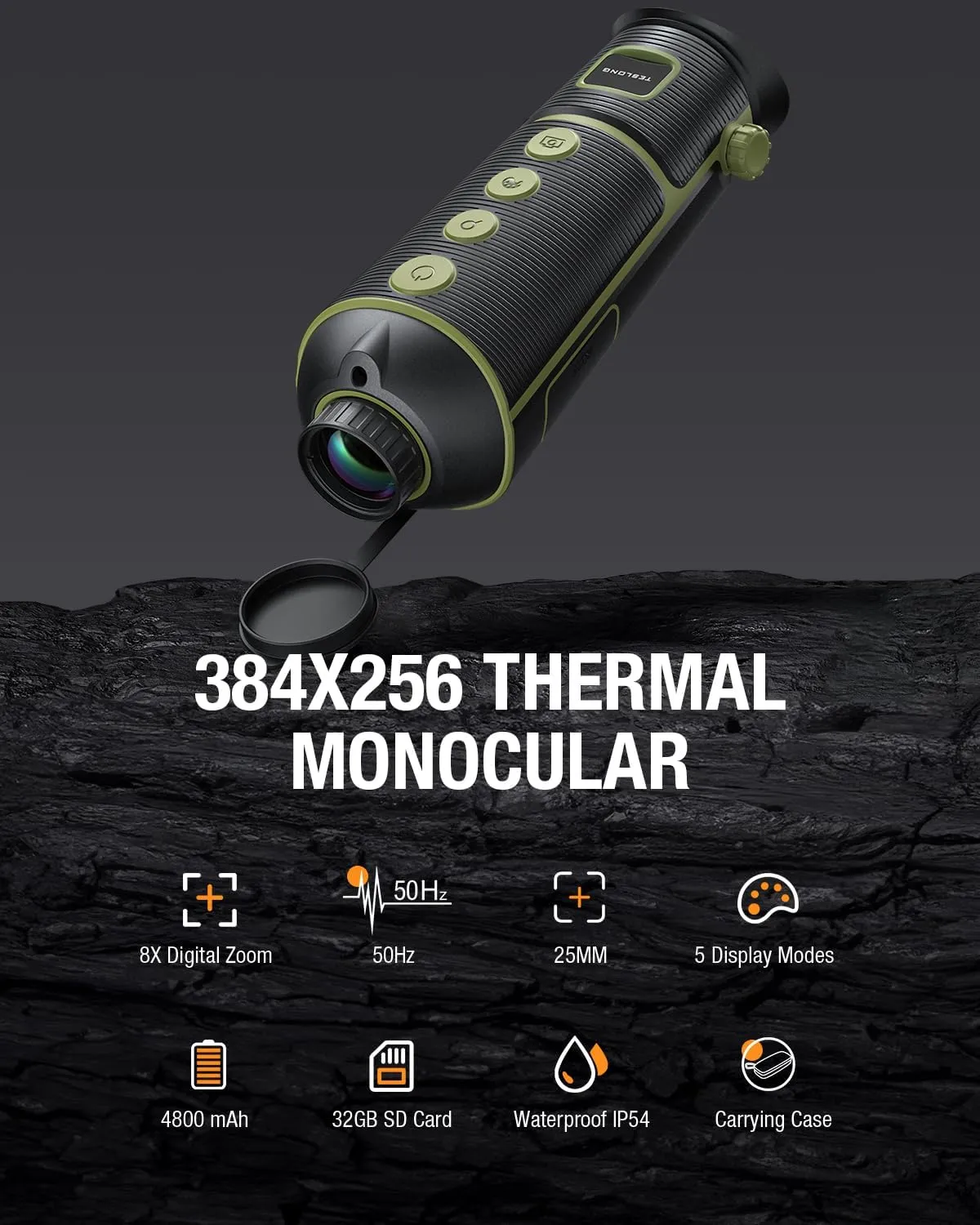 Teslong Thermal Monocular, 384x256 Thermal Imaging Monocular Handheld Infrared Scope, Weather-Resistant Vision Short Range for Hunting, Outdoor Camping, Travel