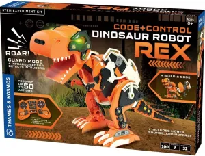 Thames & Kosmos Code Control Dinosaur Robot REX Robotics & Engineering STEM Kit | Build & Program a Robotic T. Rex | Includes Sensor, Motor, Lights & Sounds | No App Required | Ages 8 
