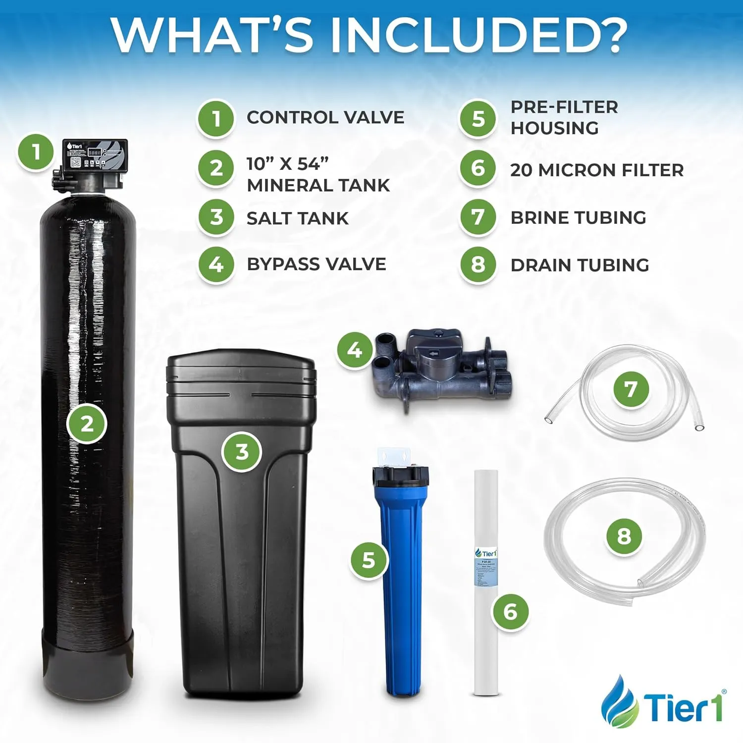 Tier1 Whole House Water Softener System 48,000 Grain High Efficiency With Sediment Pre-filter | Pre-filled mineral tank with 1.5 cubic feet of Cation Resin | Home Water Filtration System