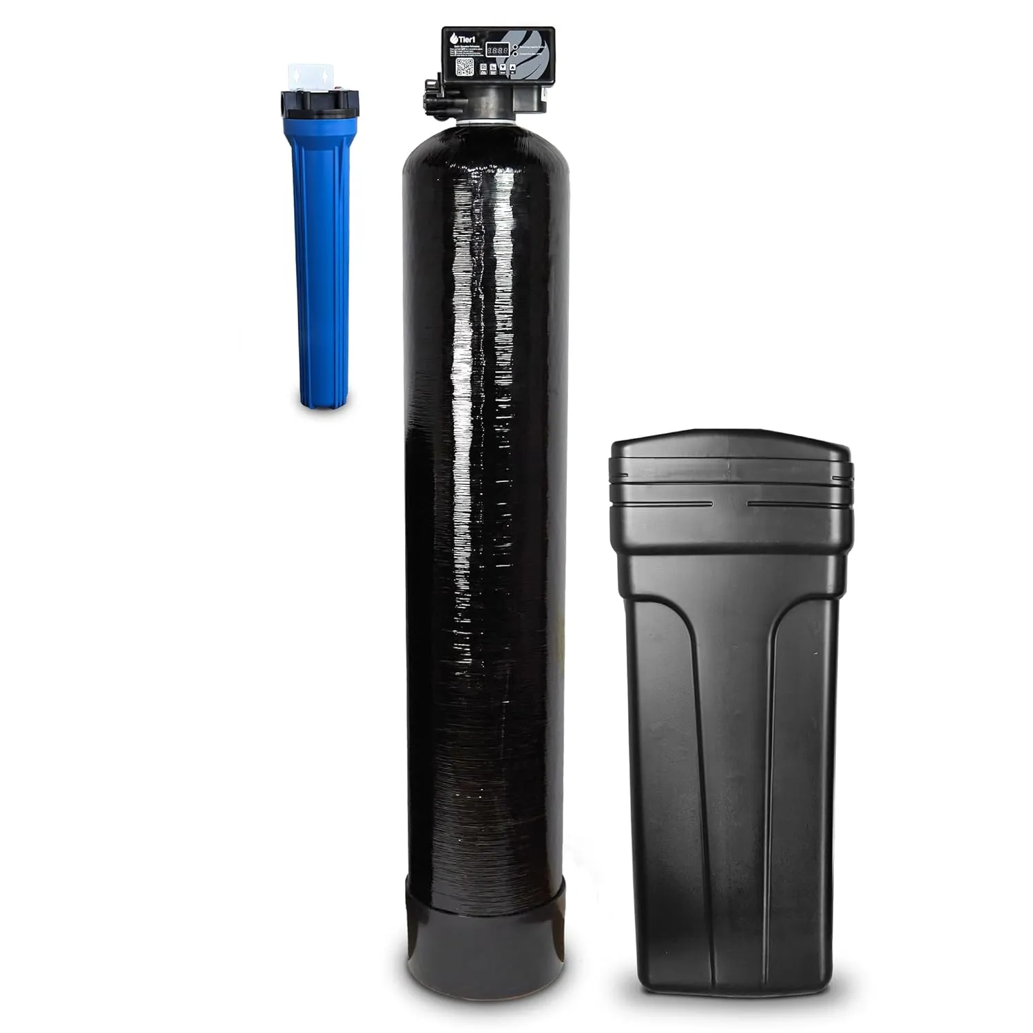 Tier1 Whole House Water Softener System 48,000 Grain High Efficiency With Sediment Pre-filter | Pre-filled mineral tank with 1.5 cubic feet of Cation Resin | Home Water Filtration System