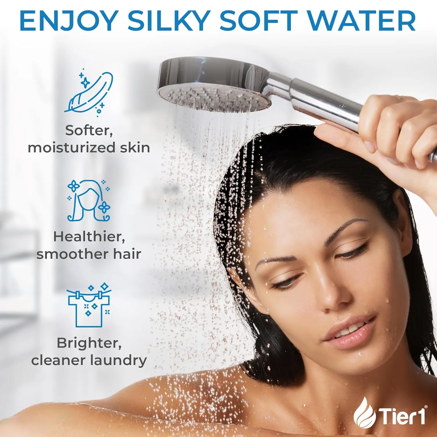 Tier1 Whole House Water Softener System Compact 32,000 Grain High Efficiency with Sediment Pre-Filter | Pre-Filled Mineral Tank with 1 Cubic Foot of Cation Resin | Home Water Filtration System