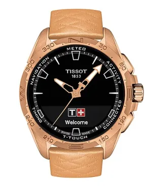 Tissot T-Touch Connect Solar Rose Gold-Tone Leather Strap Watch T121.420.46.051.00