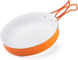 Tissting Camping Frying Pan, 10.6in Non Stick Skillet Lightweight Grill Pan with Foldable Handle for Cooking Egg Steak, Portable Cooking Pan for Camping, Backpacking, Hiking, Picnic, Cookin