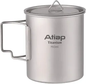Titanium Pot 750ml Backpacking Pot Camping Coffee Pot Camp Mug Camping Pot with Lid Foldable Handle Portable Lightweight