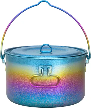 TiTo Titanium 1950ml Outdoor Titanium Pot with Lid Folding Bail Handle Ultralight Portable Kitchen Cookware Hanging ​Pot for Camping Hiking Picnic Backpacking Soup Pot