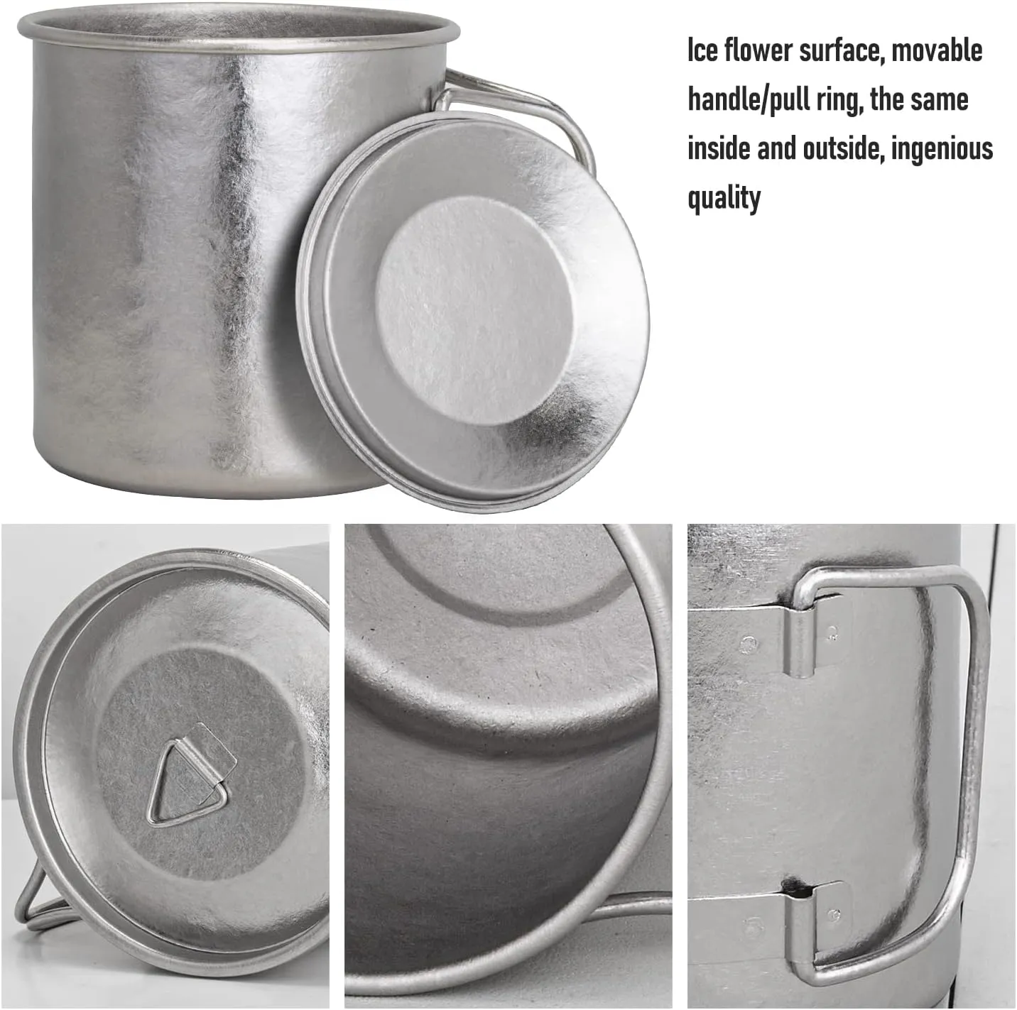 TiTo Titanium Cup Titanium Pot with Lid Ultralight Portable 450ml Foldable Handle Camping Tea Coffee Water Mug for Outdoor Backpacking Hiking Picnic Drinkware with Mesh Sack (Colorful)
