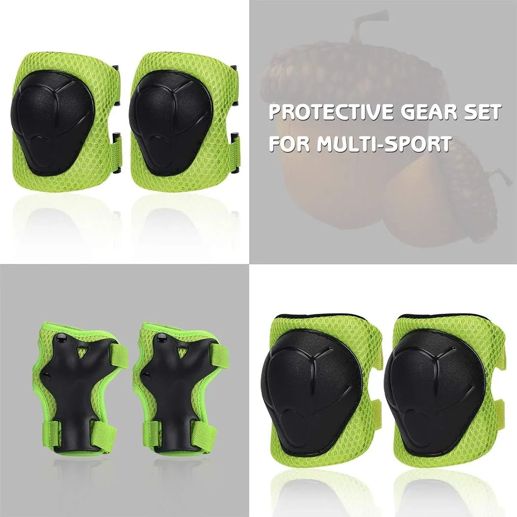 Toddler-Kids Ultralight Helmet with Knee-Elbow-Wrist-Pads - Acorn Pattern Adjustable for Boys Girls Bike Skate Scooter