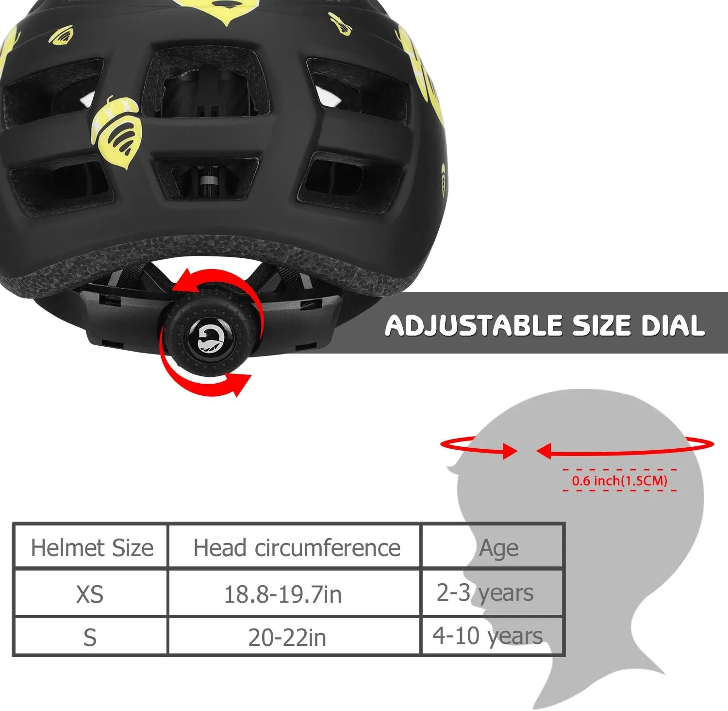 Toddler-Kids Ultralight Helmet with Knee-Elbow-Wrist-Pads - Acorn Pattern Adjustable for Boys Girls Bike Skate Scooter