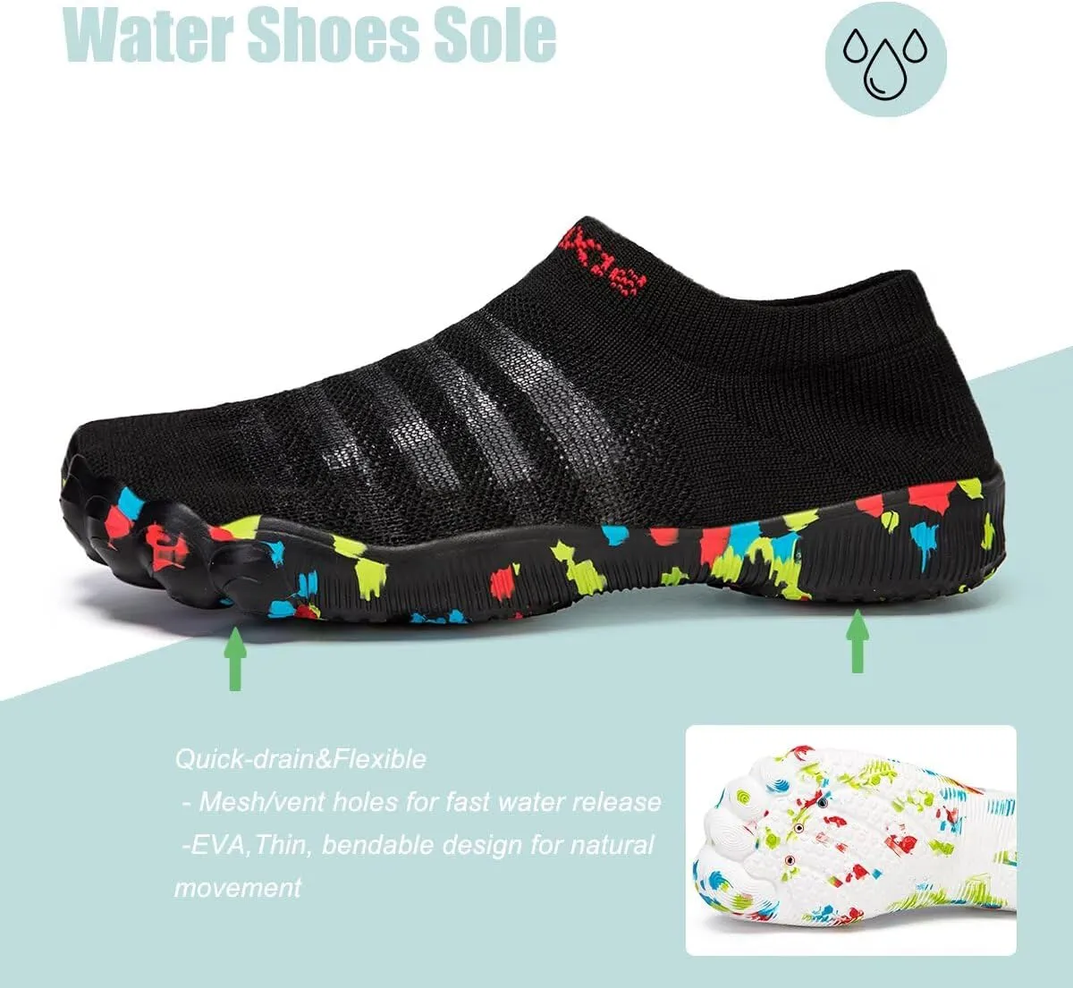 TOLLN Quick-Dry Barefoot Water Shoes for Men, Women & Youth – Versatile Aqua Socks for Beach, Pool, Kayaking, Hiking, Surfing, Yoga & Outdoor Sports