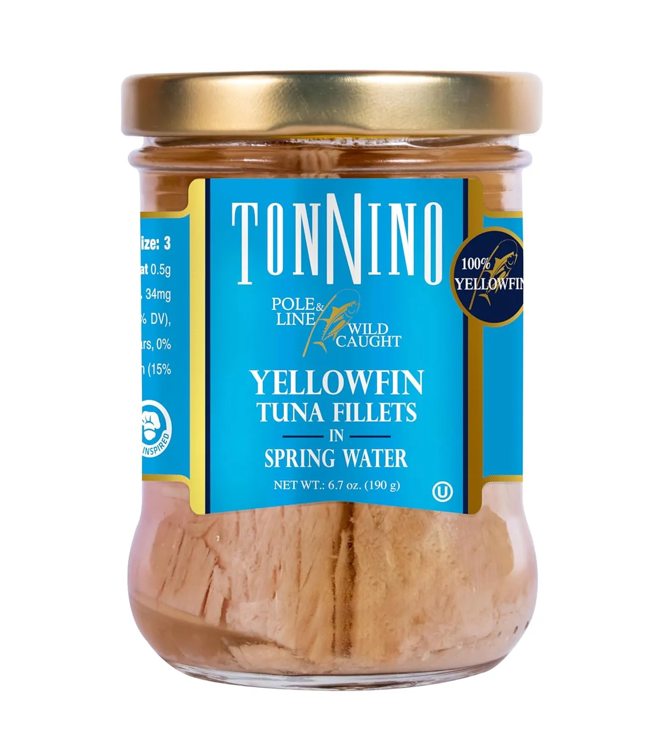Tonnino Tuna Fish Yellowfin Pole&Line - Spring Water – Pack of 6 – Alternative to Salmon – Protein Snacks – Ready to Eat Meals