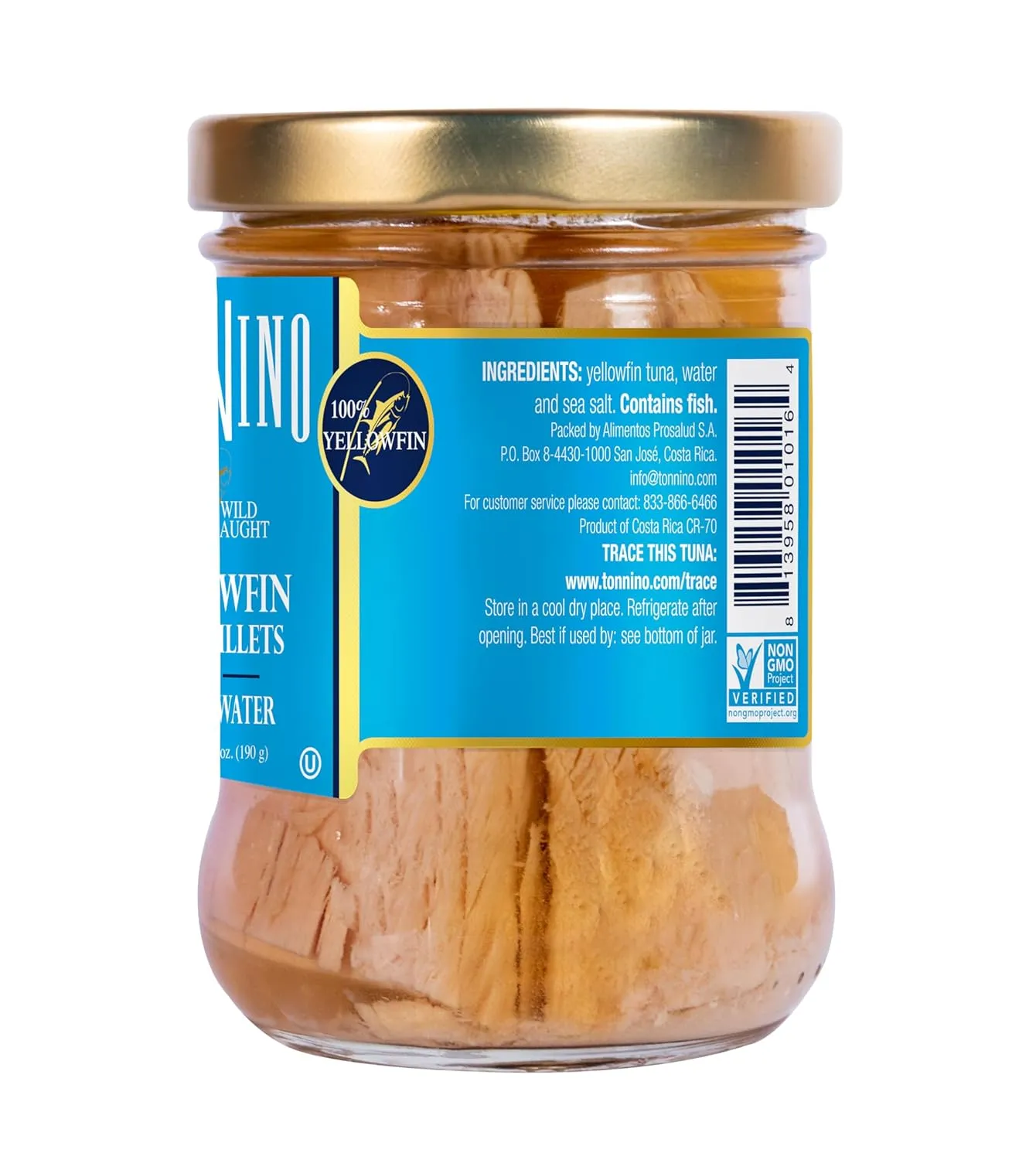 Tonnino Tuna Fish Yellowfin Pole&Line - Spring Water – Pack of 6 – Alternative to Salmon – Protein Snacks – Ready to Eat Meals