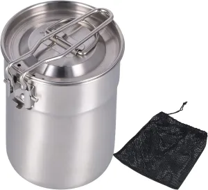 Topyond 1L Outdoor Coffee Maker Cup - Portable Camping Cooking Pot with Foldable Handle Lid for Hiking