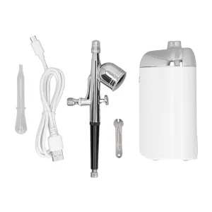 Topyond Oxygen Facial Portable Airbrush,Oxygen Facial Machine,Cordless Handheld USB Charging Facial Mist Sprayer for Cake Decoration Black (White)