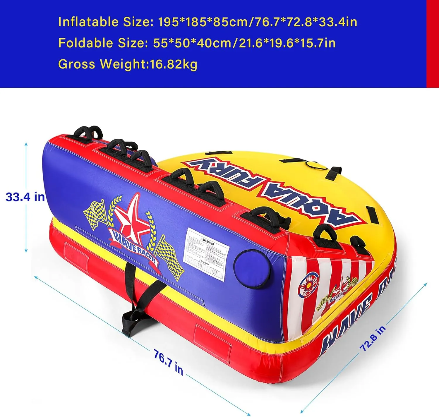 Towable Tubes for Boating, Boat Tube for Tubing, Towables Boats Inflable Tube, Towable Rider Deck with Full Nylon Cover for Water Sports