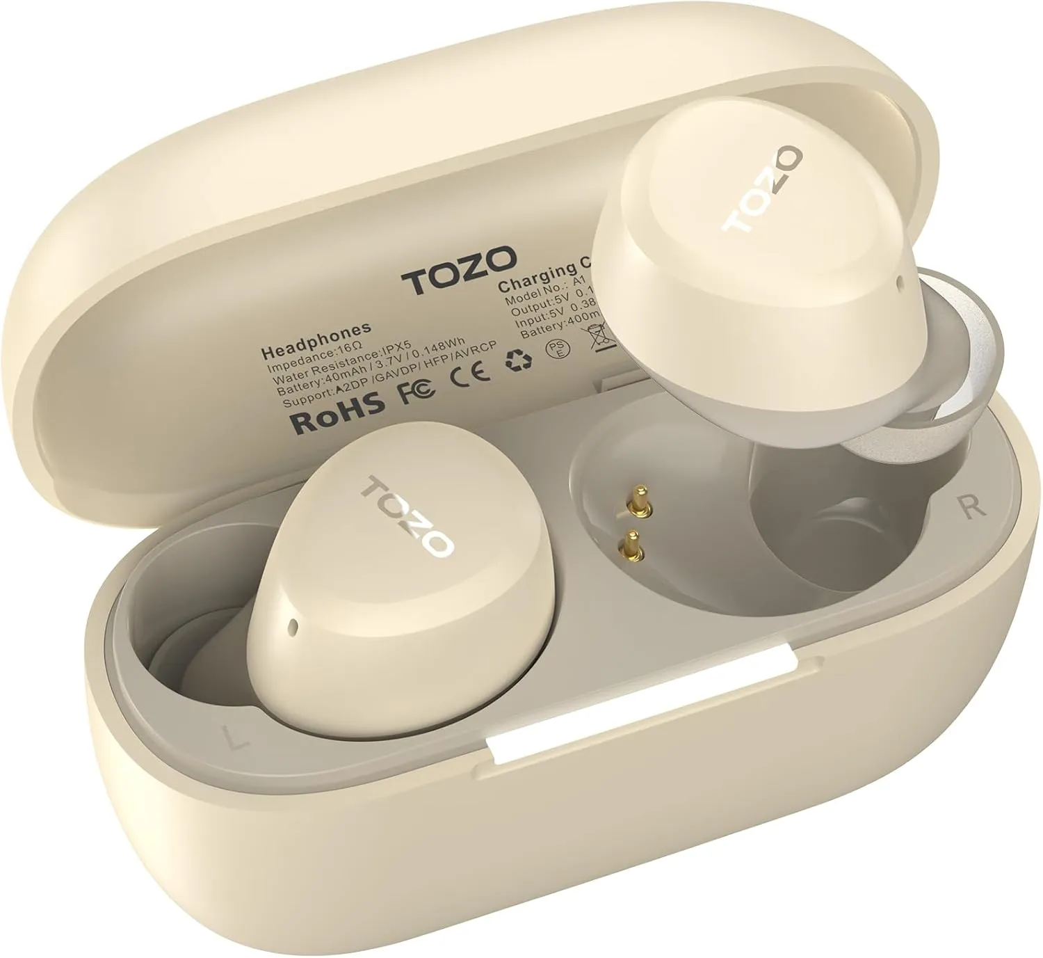 TOZO A1 Wireless Earbuds Bluetooth 5.3 Light Weight in Ear IPX5 Waterproof Headphones 2 Mic for AI Calls, Immersive Premium Sound Bass Headset with Charging Case, 32 Presets EQ Customization via App