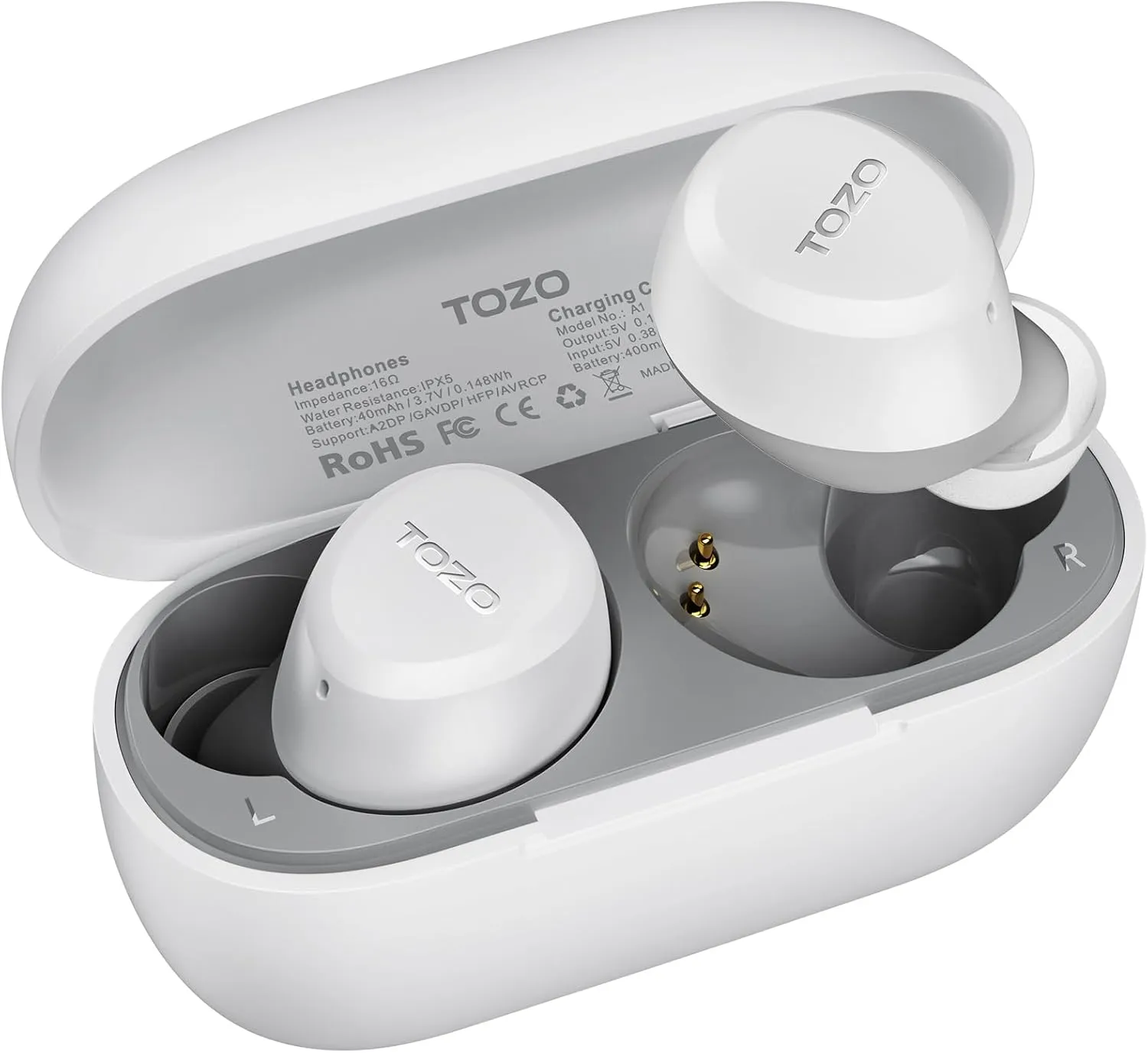 TOZO A1 Wireless Earbuds Bluetooth 5.3 Light Weight in Ear IPX5 Waterproof Headphones 2 Mic for AI Calls, Immersive Premium Sound Bass Headset with Charging Case, 32 Presets EQ Customization via App
