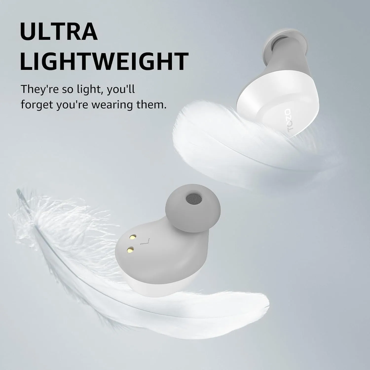 TOZO A1 Wireless Earbuds Bluetooth 5.3 Light Weight in Ear IPX5 Waterproof Headphones 2 Mic for AI Calls, Immersive Premium Sound Bass Headset with Charging Case, 32 Presets EQ Customization via App