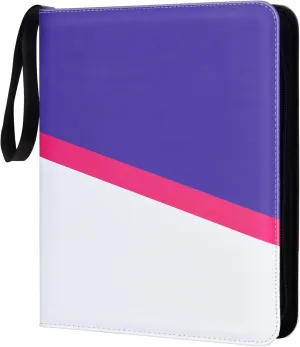 Trading Card Binder 9 Pocket with 50 Removable Sleeves, 900 Pockets Card Collection Binder for TCG Cards Collector, Purple & White