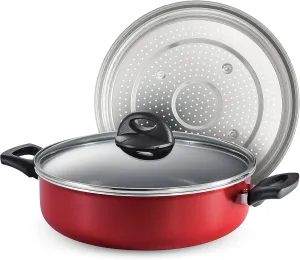 Tramontina 4 Qt Covered Nonstick Pan with Steamer, 80149/134DS