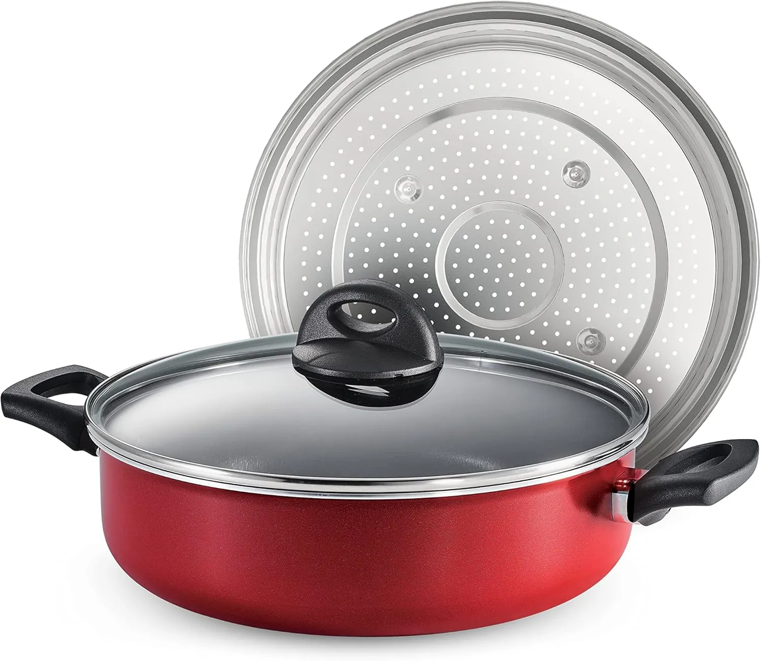 Tramontina 4 Qt Covered Nonstick Pan with Steamer, 80149/134DS
