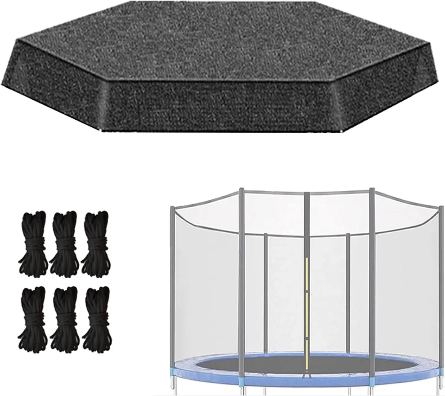 Trampoline Sunshade Top Cover for 8 Poles Trampolines, Anti-UV Sun Protection Net for Backyard Playground, Net Only