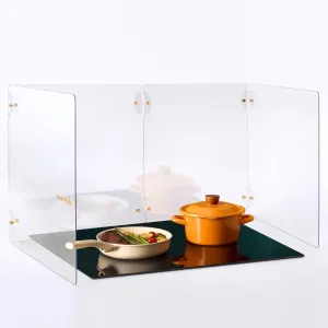 Transparent Splatter Guard for Induction Cooktop and Ranges - Foldable, Durable, Heat-Resistant, and Lightweight for Easy, Mess-Free, Grease-Free Cooking, Splatter Screen