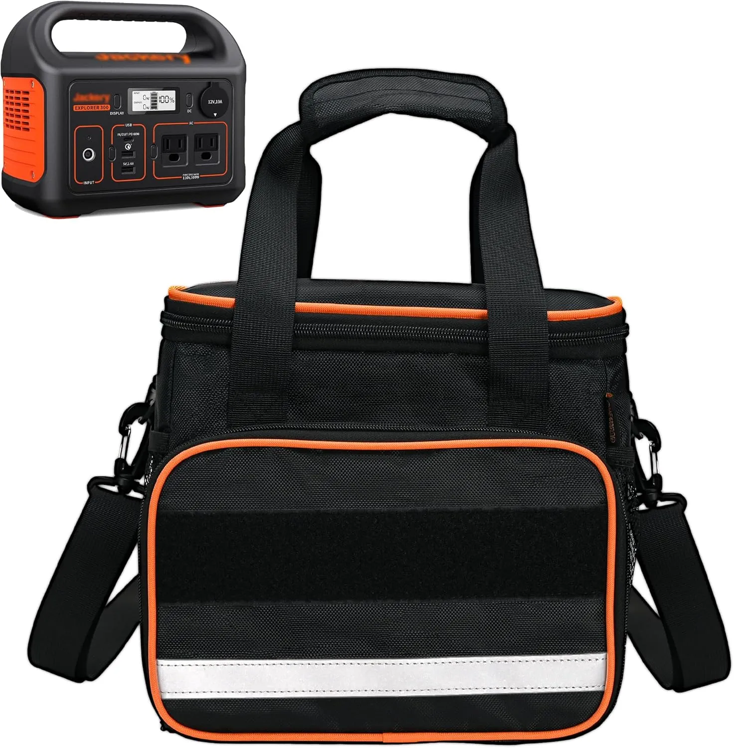 Travel Carrying Bag Compatible with Jackery Power Station Explorer 300/240/160, Portable Power Station Storage Case with Front Pockets for Charging Cable and Accessories, Black