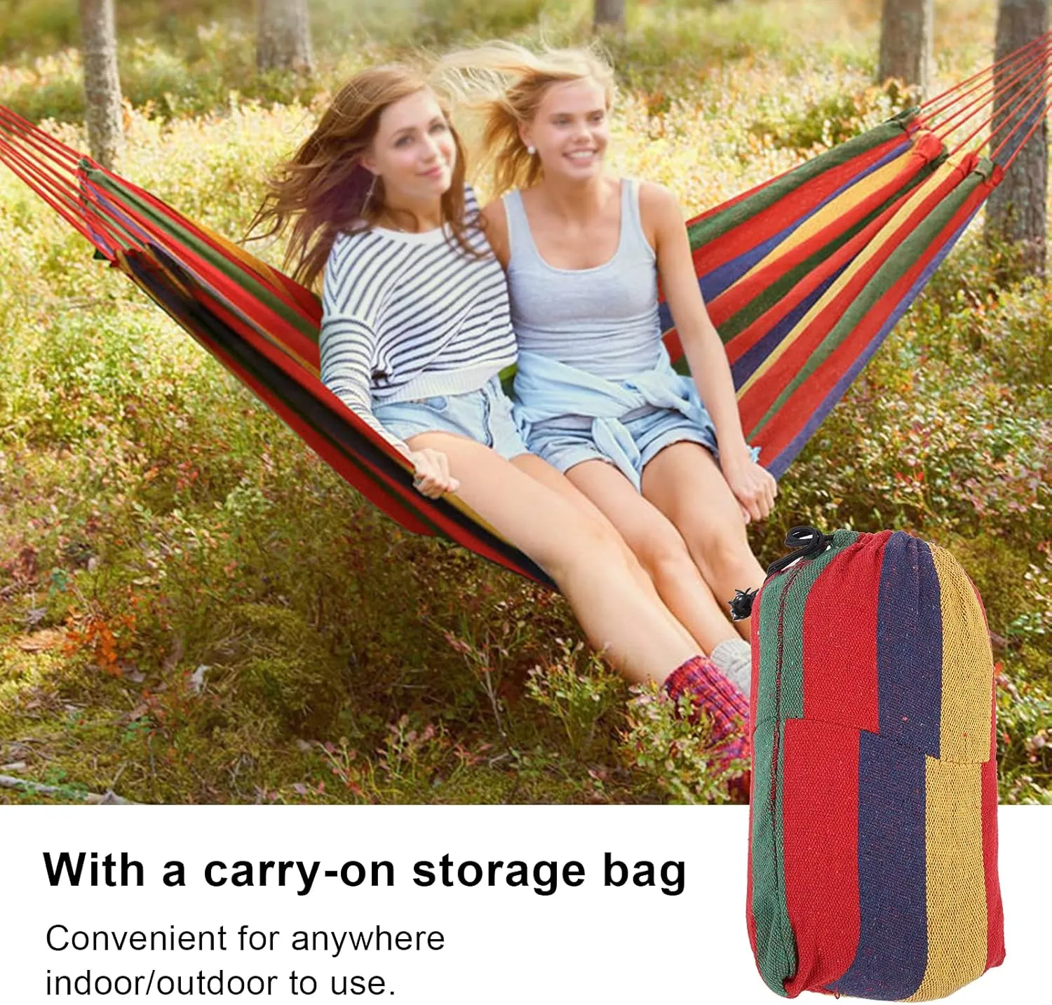 Travel Hammock,Camping Hammocks Accessories Indoor Outdoor Travel Lightweight Single or Double Hammocks with Tree Straps Outfitters Ultralight Portable Comfortable Camping Essentials