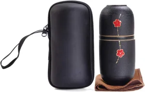 Travel Tea Set,Portable Teapot Set,Portable Japanese Ceramics Kungfu Tea Set Plum Blossom Chinese Porcelain Gongfu Tea Ceremony Set with Teapot and Portable Travel Bag Suitable for Travel Home Outdoor
