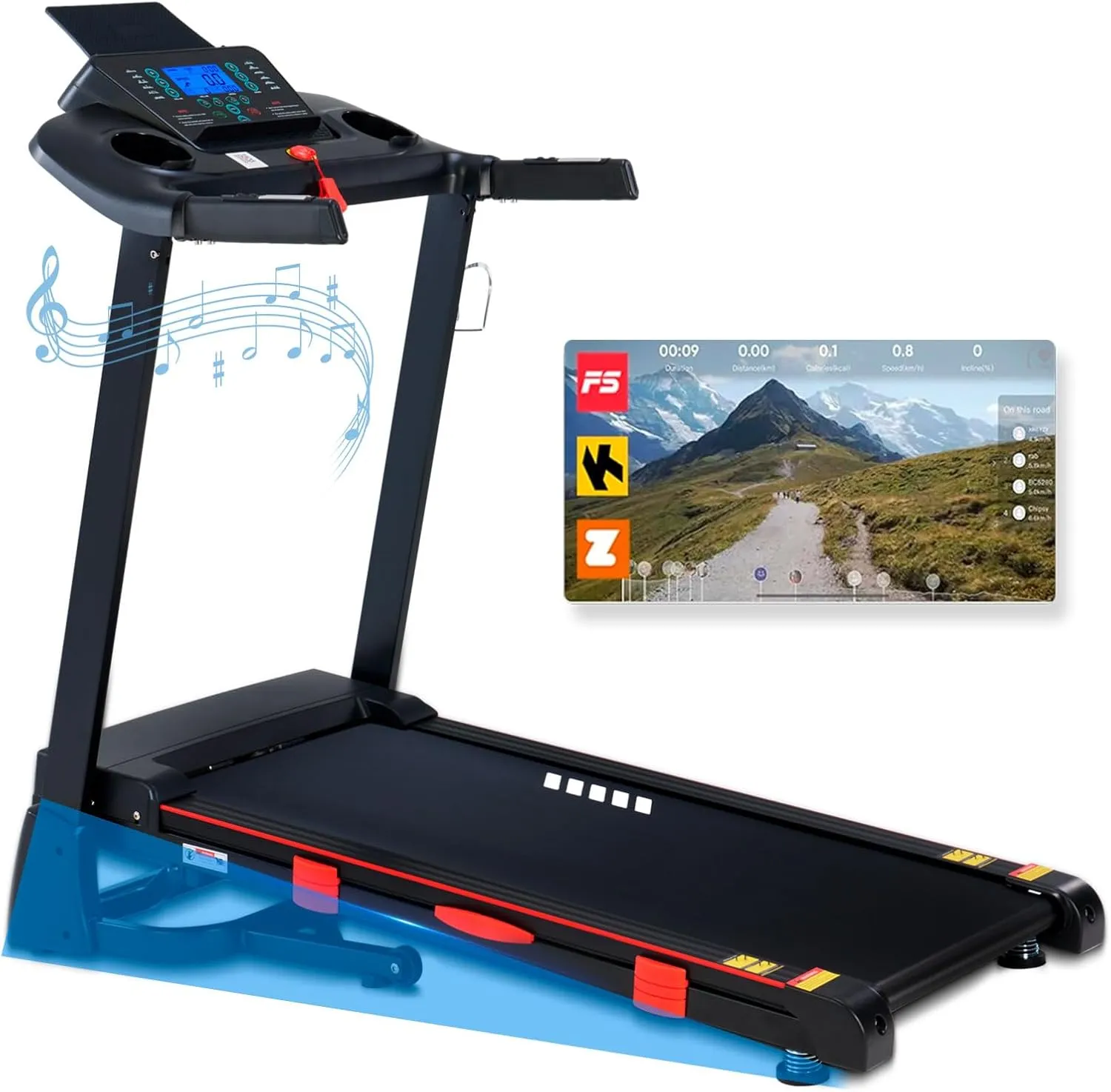 Treadmill with Auto Incline, 18" Incline Treadmill for Home, Compact, Foldable, 350lb Capacity, Shock Absorption, 15% Incline Automatic, 0.5-10 MPH, 3 HP, Bluetooth App Running Treadmills