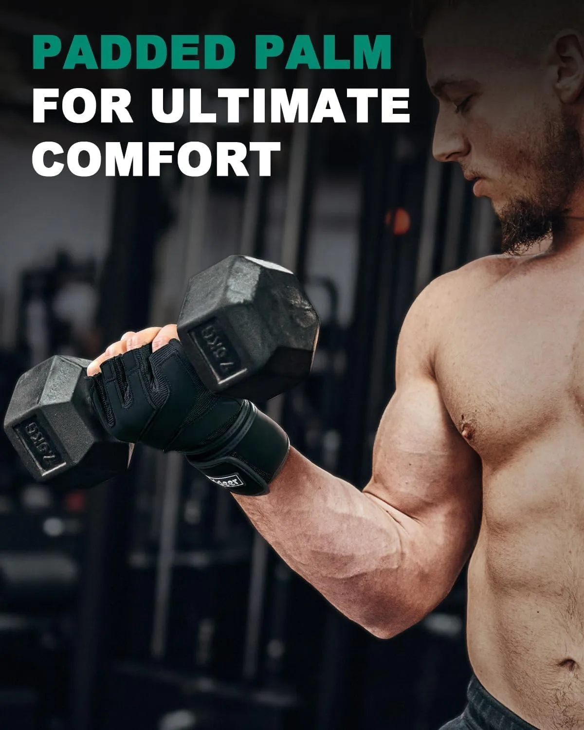 Trideer Workout Gloves for Men, Weight Lifting Gloves with Wrist Wrap Support, Full Palm Protection & Extra Grips for Weightlifting, Exercise, Cross Training, Fitness, Pull-up