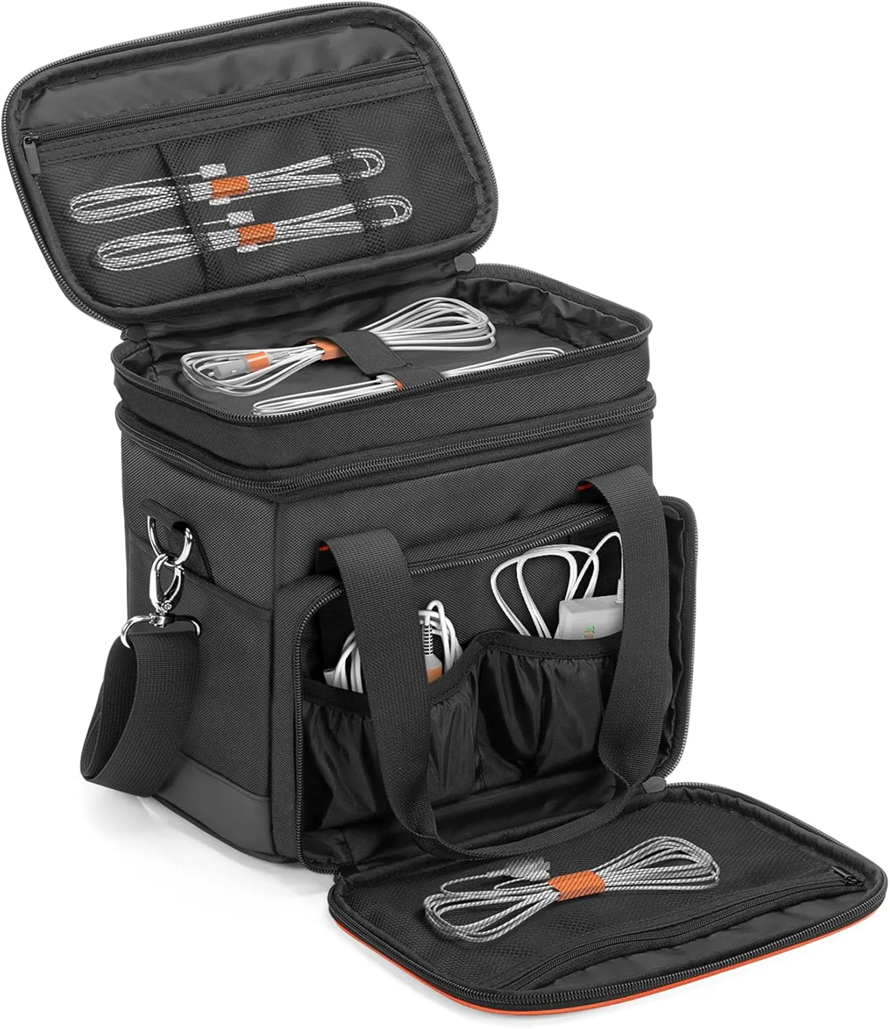Trunab Double-Layer Carrying Case Compatible with Jackery Portable Power Station Explorer 160/240/300, Battery Case with Water-Resistant Bottom and Upper Compartment for Charging Accessories