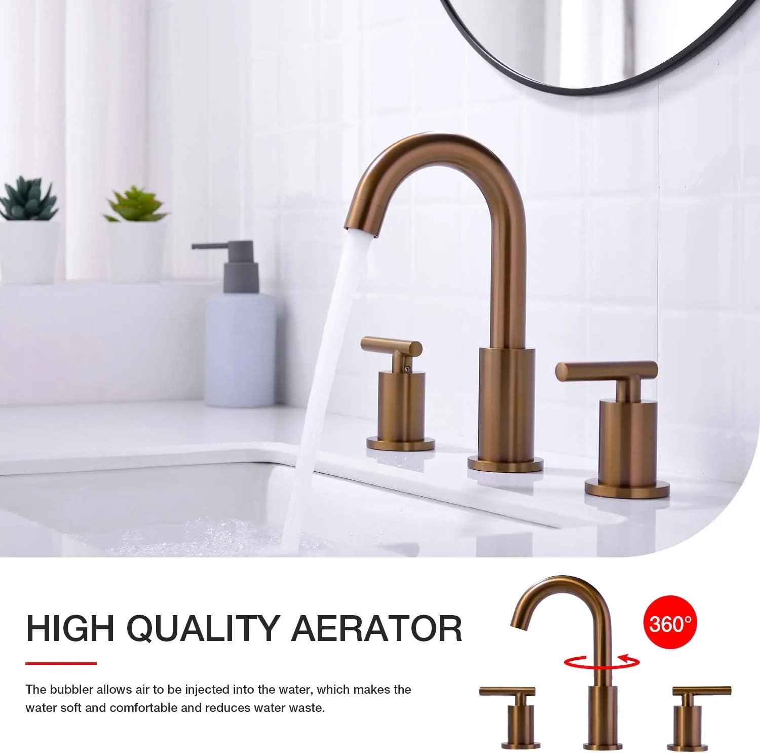 TRUSTMI 2 Handle 8 Inch Widespread Bathroom Sink Faucet with Overflow Pop Up Drain Assembly 3 Piece Brown Bronze Vanity Tap with cUPC Water Supply Lines, Brass, Brushed Rose Gold
