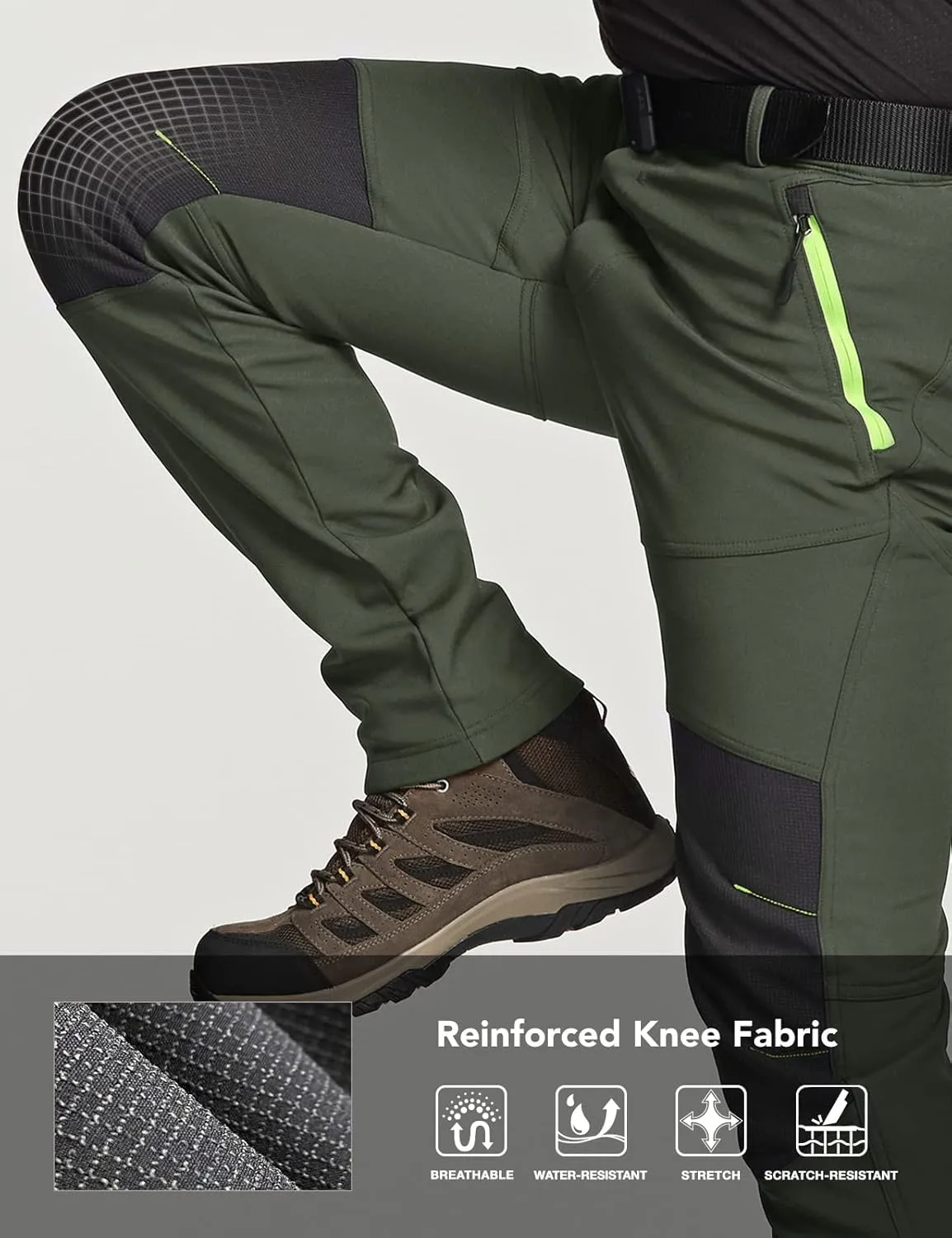 TSLA Men's Snow Ski Snowboard Waterproof Softshell Cargo Pants, Hiking Fleece Lined Bottoms, Outdoor Work Pants