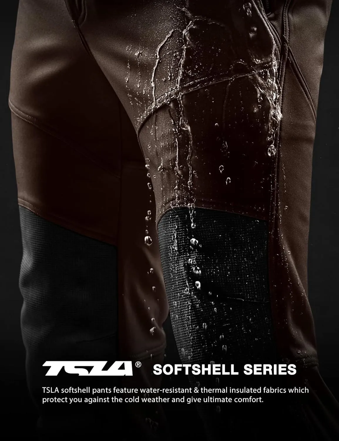TSLA Men's Snow Ski Snowboard Waterproof Softshell Cargo Pants, Hiking Fleece Lined Bottoms, Outdoor Work Pants