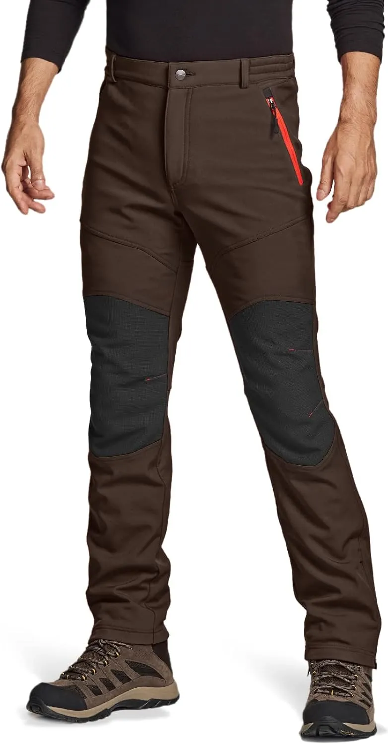 TSLA Men's Snow Ski Snowboard Waterproof Softshell Cargo Pants, Hiking Fleece Lined Bottoms, Outdoor Work Pants